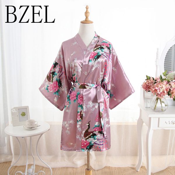 

women silk satin short night robe new kimono robe fashion bath bathrobe peignoir femme wedding bride bridesmaid, Black;red