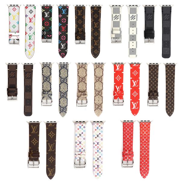 

Luxury de igner leather watch band for iwatch 38mm 40mm 42mm 44mm ize band wri tband for apple watch watchband 13 tyle dhl hipping
