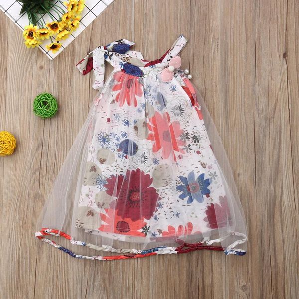 

pudcoco baby girl dress 6m-3y cute newborn baby girls summer tutu dress princess party pageant floral, Red;yellow
