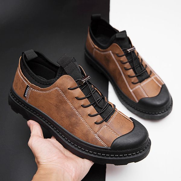 

shipping fashion mens pu leather casual shoes mens sneakers loafers men designer shoes men zapatos de hombre, Black
