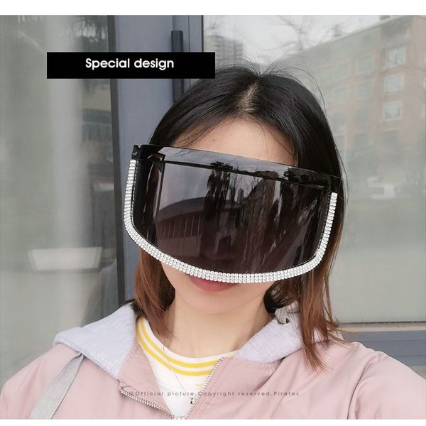 

crystal oversized shield visor sunglass story vintage retro shield visor mask sunglasses 2018 oversized windproof glasses one peice big azx0