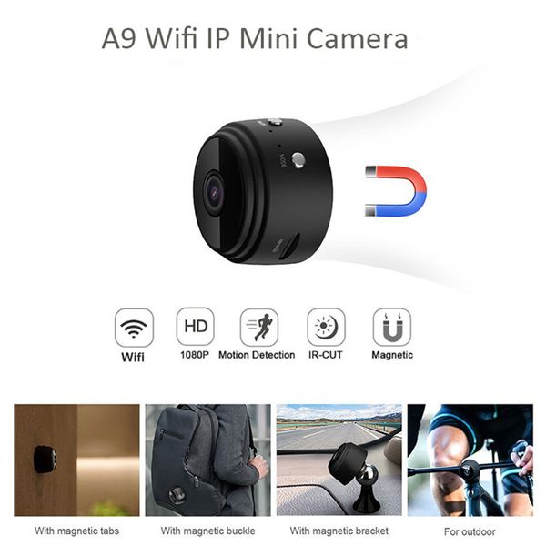 

А9 беспроводной мини-камера HD с разрешением 1080p смартфон приложения ночного видения безопасности дома IP видео камера велосипед тела DV видеорегистратор магнитной клипсой обнаружения движения камеры