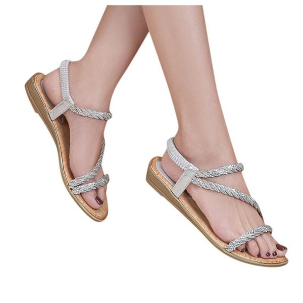 

outdoor women's slipper summer ladies fashion crystal bling flat beach casual shoes round toe slip on summer shoes women 2020, Black