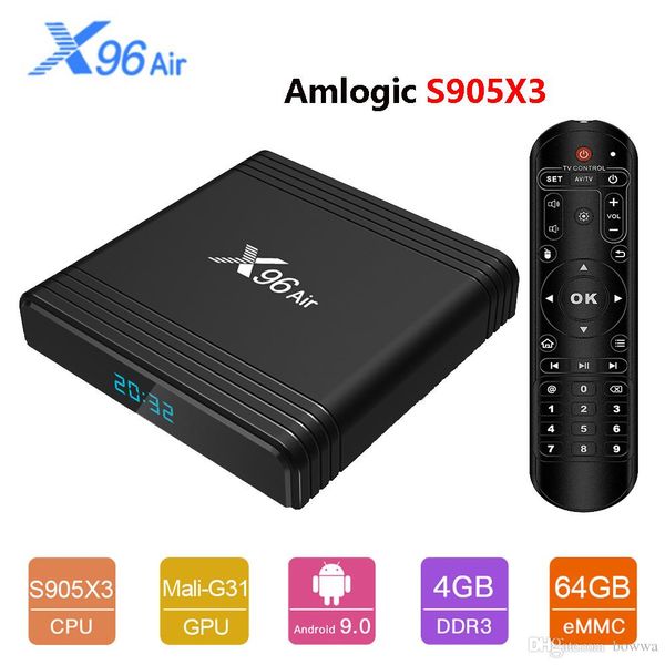 

воздух x96 s905x3 коробка amlogic android-тв коробка 9.0 4 гб 64 гб 32 гб 16 гб 2 гб беспроводной телеприставки пк x96 мини