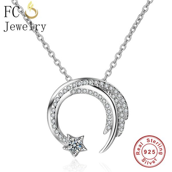 

fc jewelry 925 sterling silver star irregular arc pendant necklace link chain european women chokers trinket christmas colares