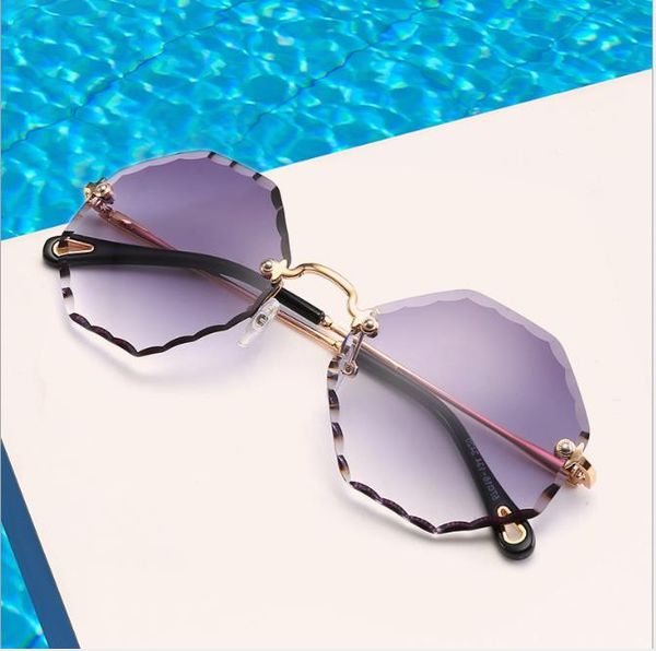 

polygonal frameless sunglasses marine lenses lenses thin-legged sunglasses, White;black