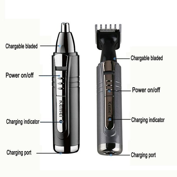 

kemei 6511 2 in 1 electric nose la creazione fa rifilare i peli del naso shaver sideburns cutter for men face care kit eu plug