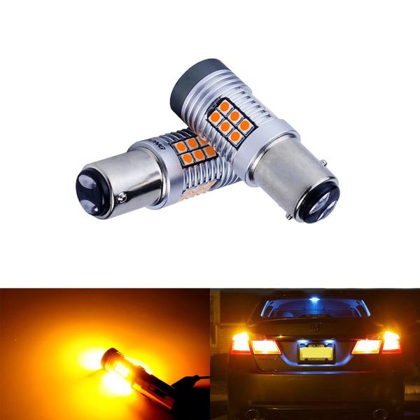 

2x 380 bay15d p21/5w amber 15w led turn signal indicator brake tail light bulbs