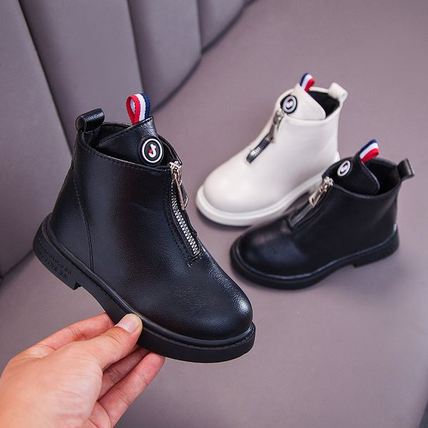 

children boots princess leather shoes spring & autumn fashion girls martin boots size 27-37, Black;grey