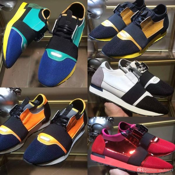 

designer genuine new race runner shoe woman casual shoe man fashion colorful patchwork mesh mixed colors trainer sneakers, Black
