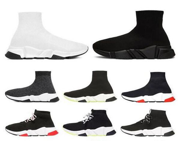 

2020 designer shoes speed trainer red grey black white green flat classic socks lace womens mens trainers sneakers sports size 36-45