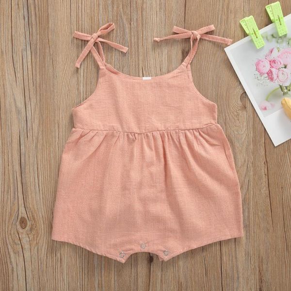 

pudcoco newborn baby boy cirl clothes summer solid color sling cotton linen romper jumpsuit one-piece outfit sunsuit clothes, Blue