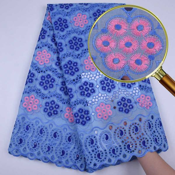 

ribbon african nigerian wax george lace fabric beads hollow out cotton-like diy for wedding party, Pink;blue