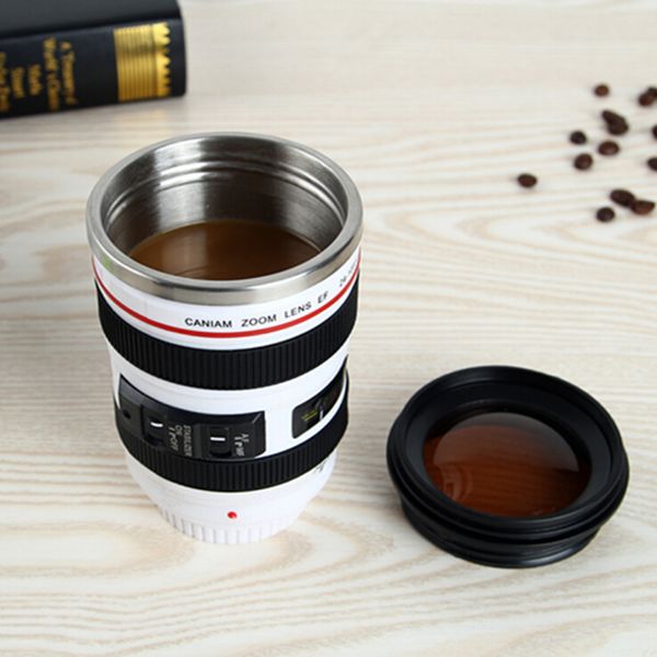 

5 generation camera lens mug 400ml creative canon portable stainless steel tumbler travel vacuum flask milk coffee mug novelty cups