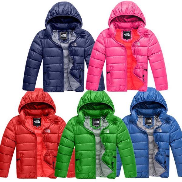 

brand design nf kids cotton down jacket the north junior's kids winter padded coat boy girls hooded face outwear lightweight c120401, Blue;gray