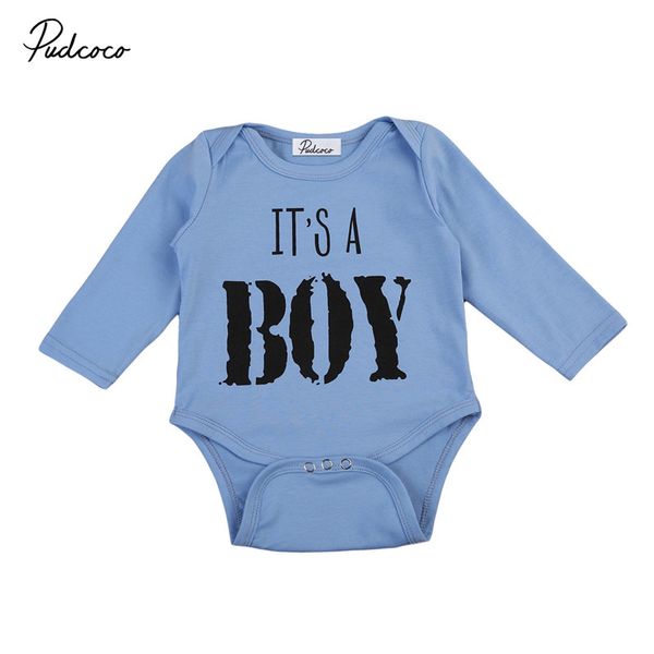 

новорожденный мальчик с длинным рукавом ползунки письмо печати повседневные хлопчатобумажные топы комбинезон дети мальчики модная одежда, Blue