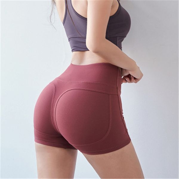 

yoga shorts naked-feel fabric waist drawstring loose fit training gym sport shorts women running yoga fitness with pocket, White;red