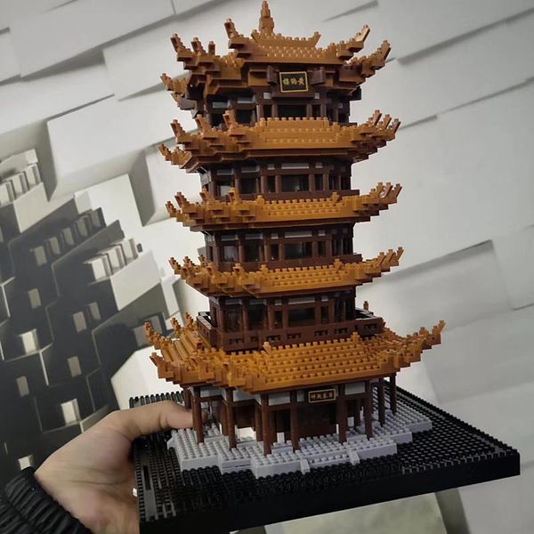 

сделай сам собери архитектуру желтый кран башня строительные блоки микро алмаз образовательная модель кирпичи игрушки подарки