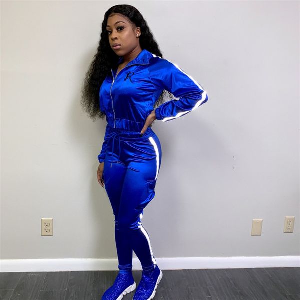 

women solid 2 piece set cardigan jacket pants sportswear fall winter clothing crop outerwear leggings outfits sweatshirt bodysuits 2495, White