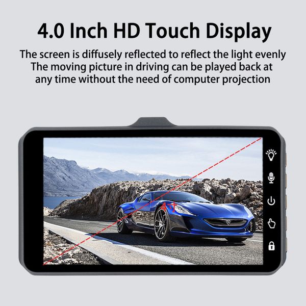 

4.0 inch dual lens touch screen driving record instrument 1080p fhd 170 degree wide angle with g parking-sensor monitor car dvr