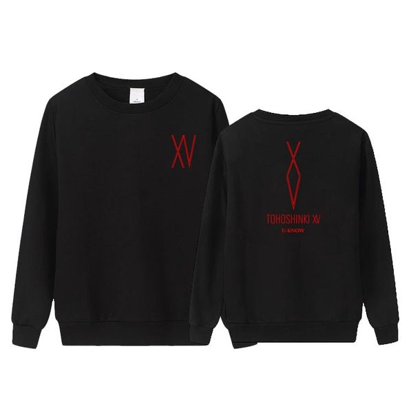 

kpop tvxq tohoshinki xv same member name printing o neck thin sweatshirt pullover loose hoodies 3 colors, Black
