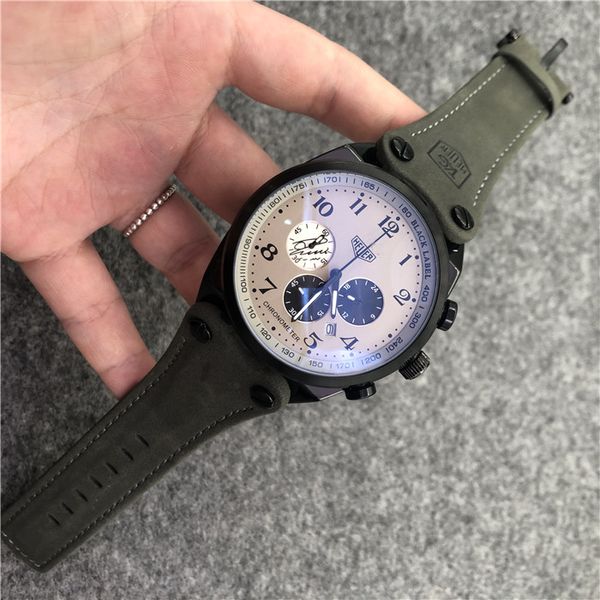 

tag watch running seconds quartz movement diameter 44mm brand men's watch luxury waterproof casual military business brand watch, Slivery;brown