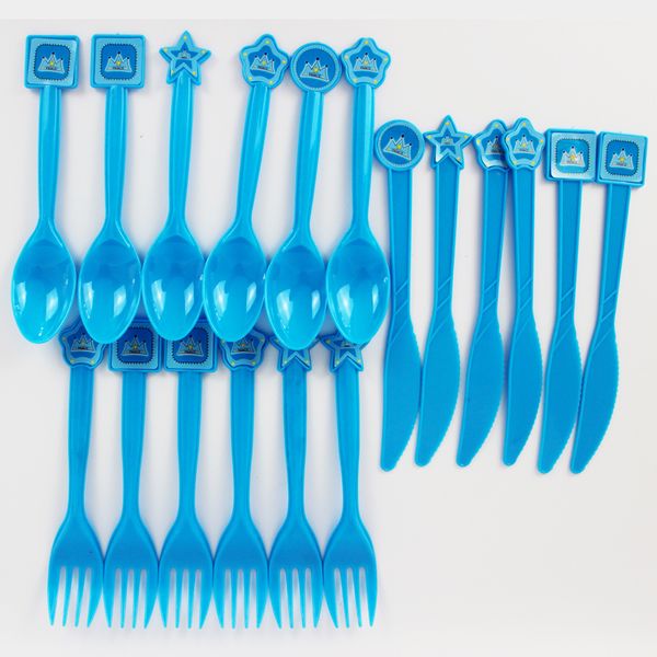 2019 Pack Crown Prince Theme Party Favors Plastic Knives Forks