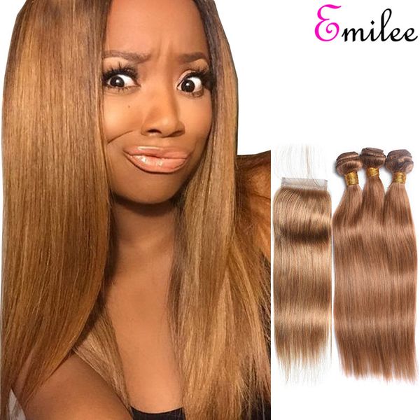 

emilee 27 blonde human hair bundles 1/3/4pc brazilian straight ombre hair weave bundles #27 virgin hair extensions, Black