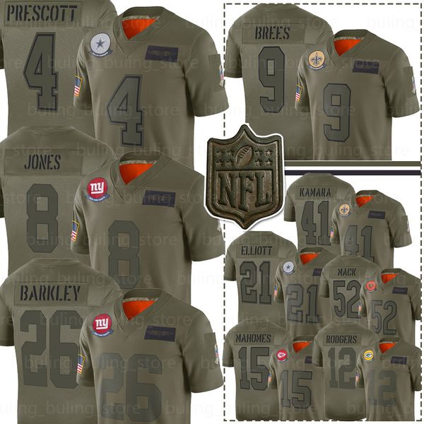 

8 daniel jone 2019 alute to ervice jer ey 26 aquon barkley 4 dak pre cott ezekiel elliott 12 aaron rodger khalil mack mahome bree, Black;red