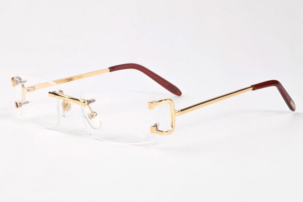 

mens sports sunglasses for men buffalo horn glasses fashion rimless vintage retro glasses eyeglasses gold silver metal clear lunettes, White;black