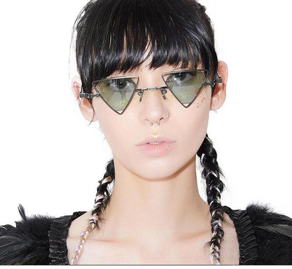 

fashion sunglasses triangle lenses steampunk sunglasses hollow metal frame retro vintage designer sunglass j19972, White;black