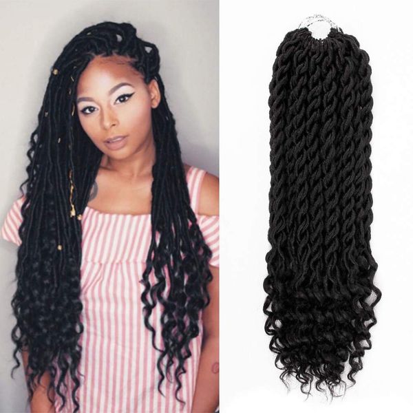 

новый стиль 3 шт. faux locs крючком косы 18 дюймов мягкий натуральный kanekalon синтетические наращивание волос 24 стенды / упак. богиня fau, Black