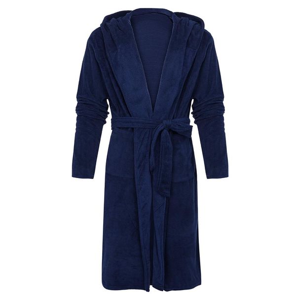 

men's winter warm robes thick lengthened plush shawl bathrobe kimono home night clothes long sleevee robe coat peignoir homme, Black;brown