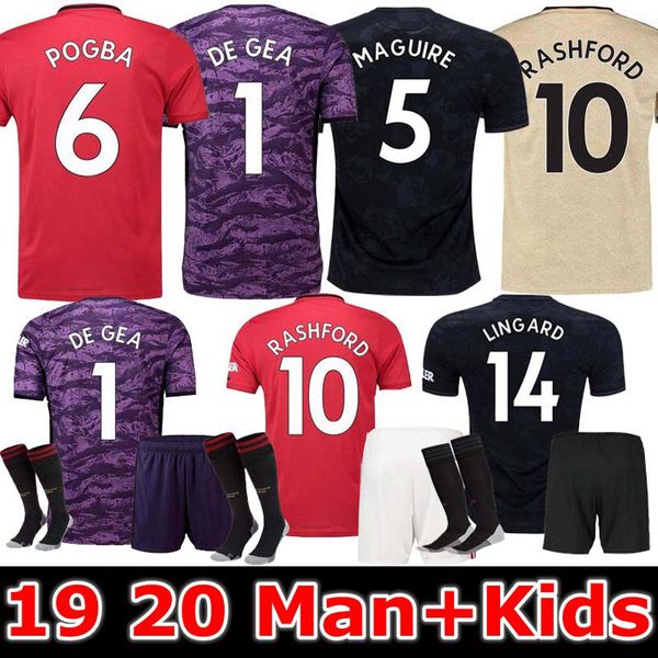 

19 20 men and kid kit manche ter lukaku occer jer ey home 2019 2020 man pogba alexi ra hford lingard maguire united football hirt, Black;yellow