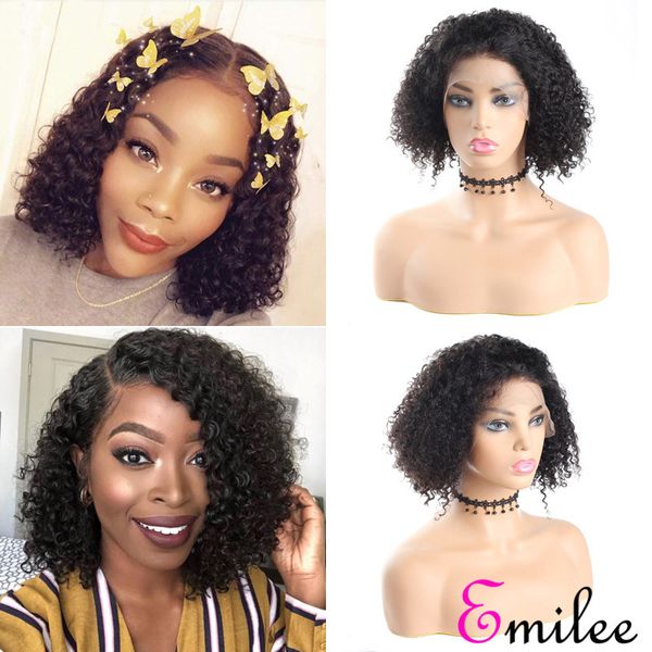Emilee Jerry Curly Bob Wigs Half Lace Human Hair Wigs With Baby