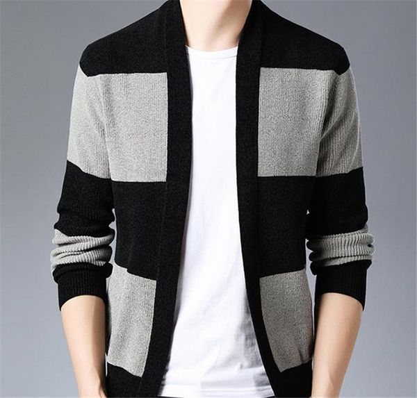 

striped panelled mens designer sweaters casual mulit color mens cardigan sweaters fashion long sleeve males clothing, White;black