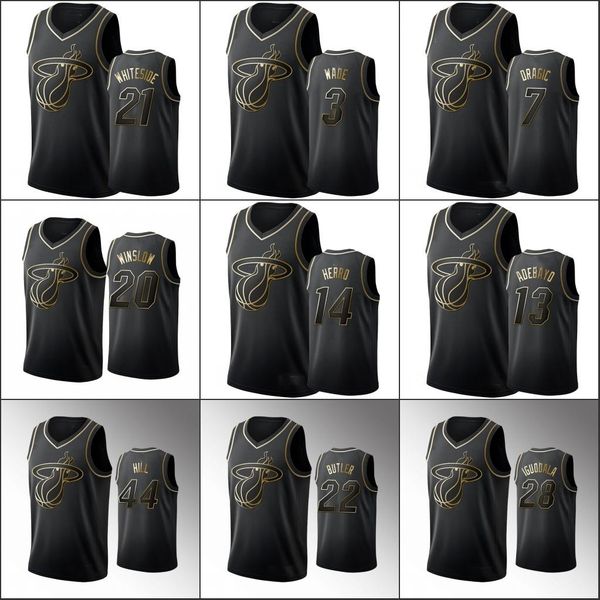 

men hassan whiteside dwyane wade miami nba jimmy butler tyler herro bam adebayo andre iguodala black heat edition jersey, Black;red