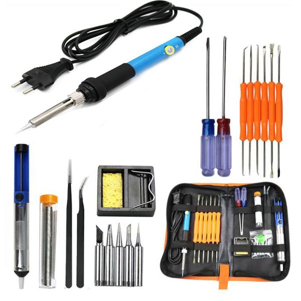 

blue60w adjustable temperature electric soldering iron welding solder station heat pencil kit with box