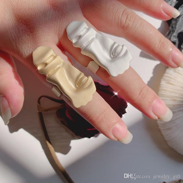 

design sense of the small half face mask ring gold head male and female hip hop accessories exaggerated accessories ring, Gray