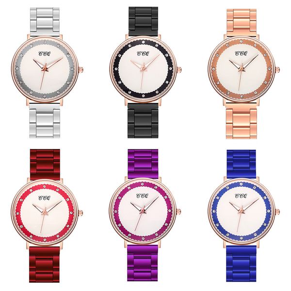 

ccq casual quartz stainless steel band strap watch analog wrist watch fashion diamond-studded steel strap ladies new 921, Slivery;brown