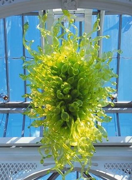 

wholesale pendant lamps energy saving lights type modern fancy design led chandelier light flower pendant-lighting green color hand blown gl