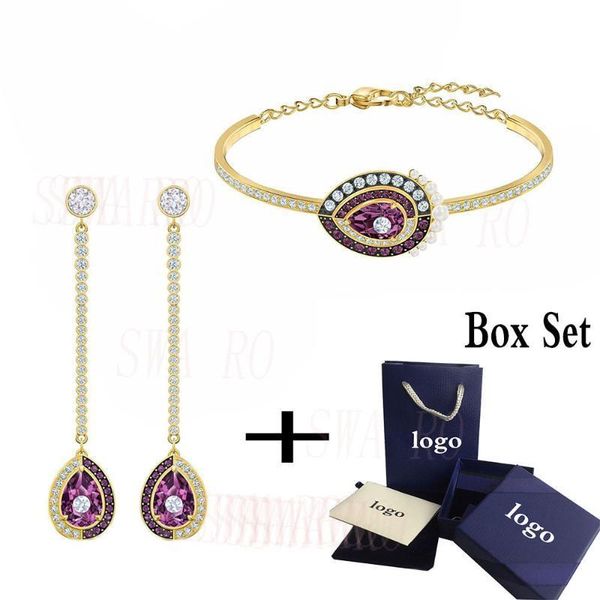 

fashionable and exquisite new black baroque violet crystal bracelet jewelry package for girlfriend gorgeous engagement gift, Golden;silver