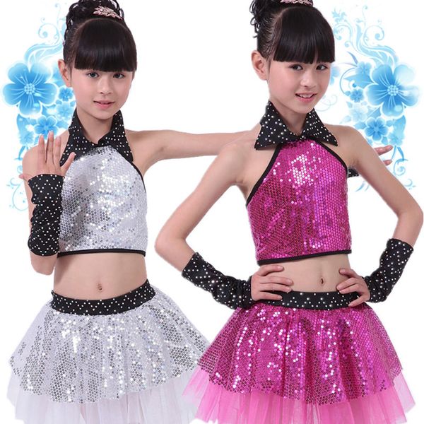 

children sequin jazz dance modern dance costume fashion latin waltz dancing dress stage show dresses, Black;red