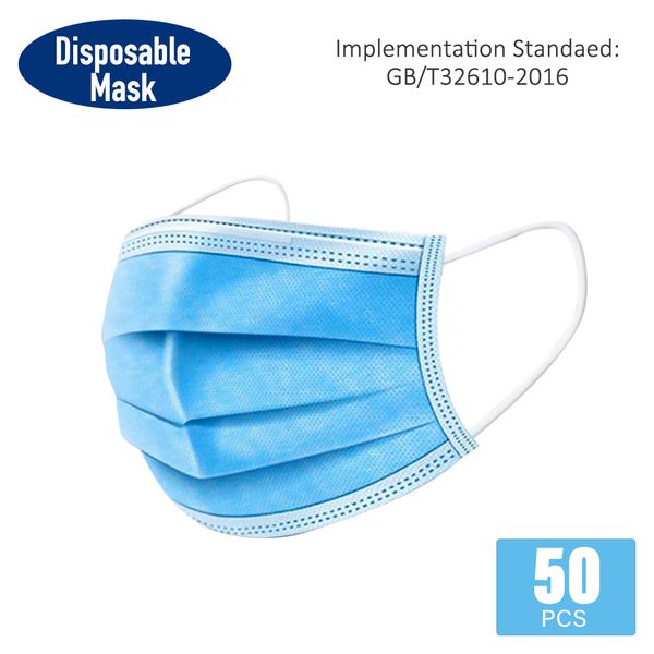 

disposable face mask 3 layer ear-loop dust mouth masks cover 3-ply non-woven disposable dust mask soft breathable outdoor part