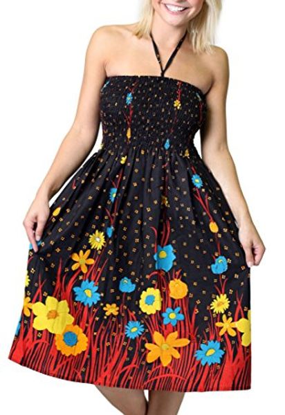 

fits-most tube dress/coverup - flower garden (many colors, Black;gray