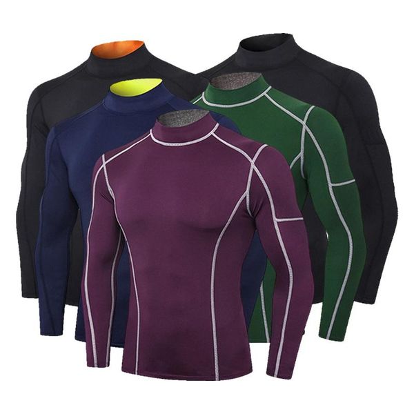 

men's sportswear fitness quick dry men's running t-shirts long sleeve sport elastic breathable t-shirts fitness gym tees #d, Black;blue