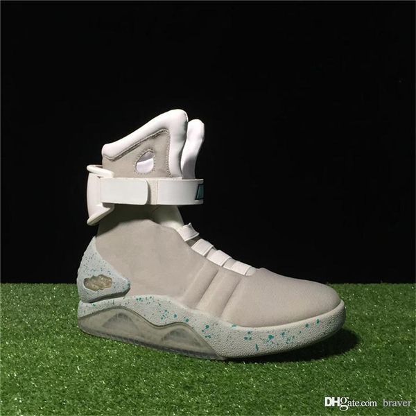 

authentic auto laces air mag back to the future glow in the dark grey black sneakers marty mcfly's led basketball shoes with box automa