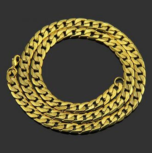 18k banhado a ouro colar de corrente de bronze boate textura grande cadeia de ouro dos homens