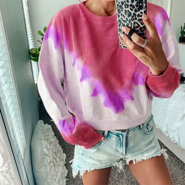 

women tie dye sweatshirt kawaii harajuku long sleeve sweatshirt casual kpop clothes plus size moletom oversized hoodie, Black