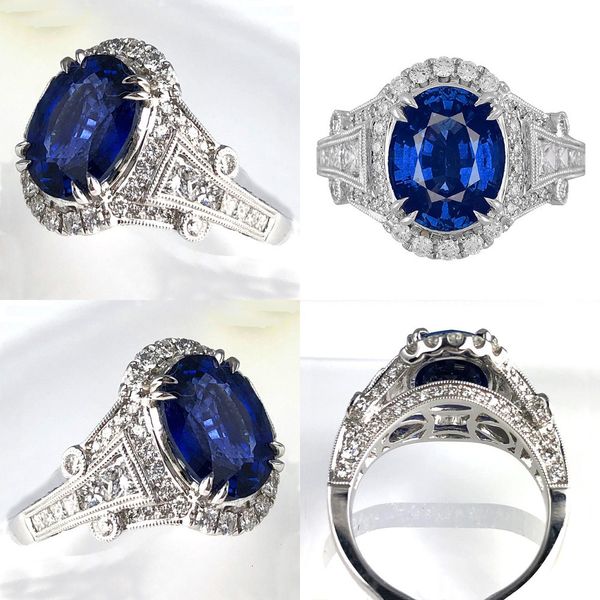 

fashion hollow blue luxurious hand ornaments rings for women wedding band white gold engagement silver ring